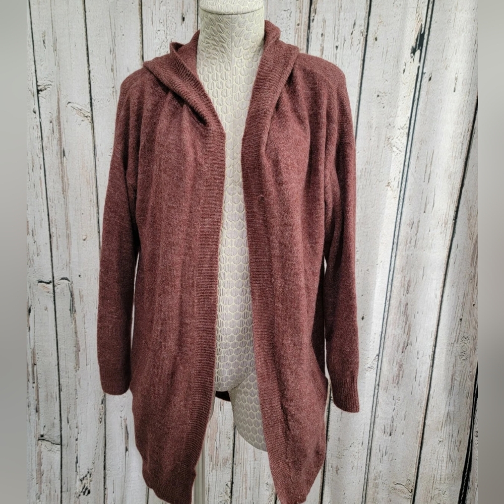NWT LEMON TART Petite M Hooded Open Front Slub‎ Knit Cardigan Sweater NEW!